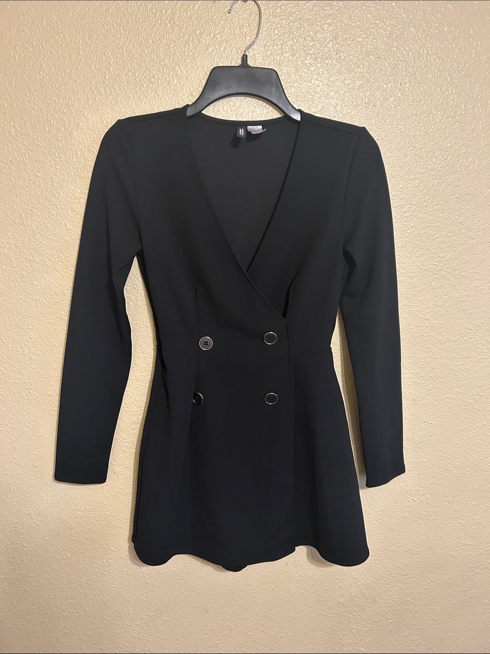 H&M Black Double-Breasted Long Sleeve Blazer Romper